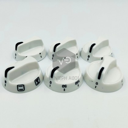 Air-heated kitchen buttons set (6 pieces) with long axis white color.
