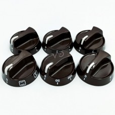 Air-heated kitchen buttons set (6 pieces) with long axis brown color.