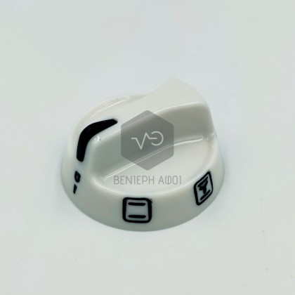 Air-heated kitchen oven options button with short axis white color.