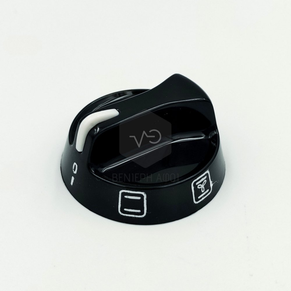 Air-heated kitchen oven options button with short axis black color.