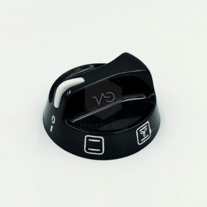 Air-heated kitchen oven options button with short axis black color.